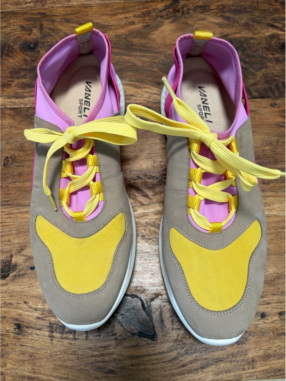 Vanelli Sport Women's Colorful Athletic Sneakers with Yellow Laces and Pink Accs